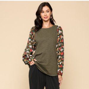GIGIO/UMGEE Floral Printed Dolman Sleeves Top